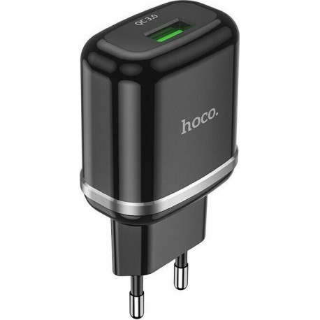 Hoco Φορτιστής Χωρίς Καλώδιο με Θύρα USB-A 18W Quick Charge 3.0 Μαύρος (N3 Vigour)