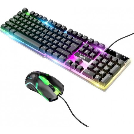 Σετ Gaming Πληκτρολόγιο με RGB φωτισμό & Ποντίκι (Αγγλικό US) Hoco GM11 Terrific Glowing