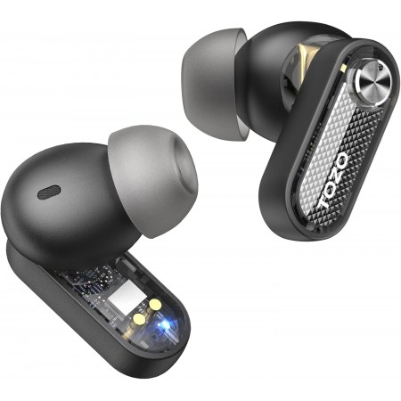 TOZO Crystal Pods Bluetooth 5.4 Headphones, Hybrid Active Noise Cancelling (Black)