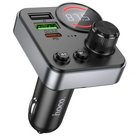 Hoco E86  FM Transmitter Αυτοκινήτου με Bluetooth 48W με 2xUSB-A και 1xUSB-C BT 5.4 Υποστηρίζει και Αναπαραγωγή απο TF Card
