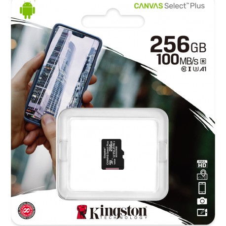 Κάρτα Μνήμης Kingston Canvas Select Plus microSDXC 256GB U3 V30 A1 UHS-I 100MB/s